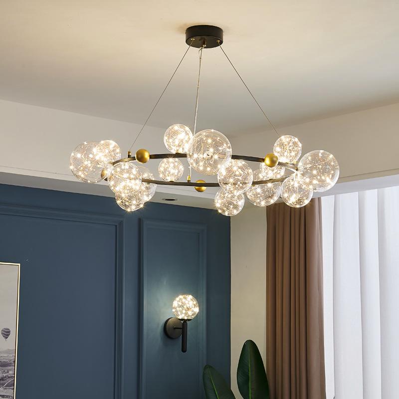Nordic Starry Sky Modern Chandelier: Magic Bean Bubble Light for Living Room and Bedroom
