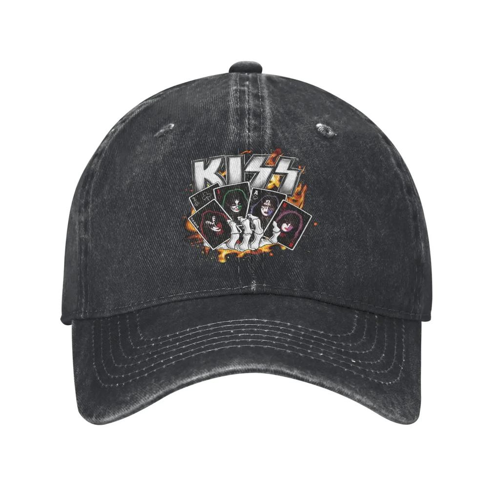 Rock Kiss Band Unisex Stil Baseballkappen Used-Look Baumwollmützen Kappe Lässig Outdoor Workouts Geschenk Snapback Kappe