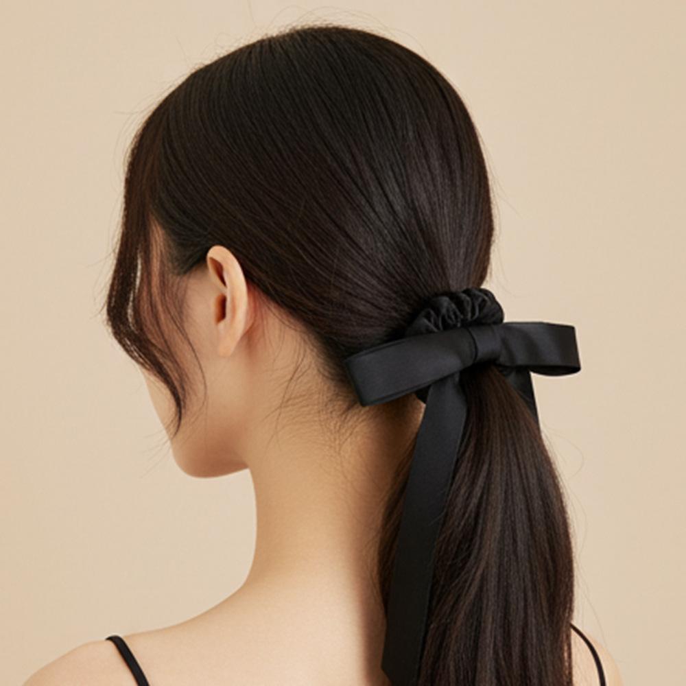 Korean Fashion Bow Hair Ties Effortlessly Chic Slim Ribbon Ponytail Holder Elegant Hair Elastic Cute Daily Hair Accessories Gift
