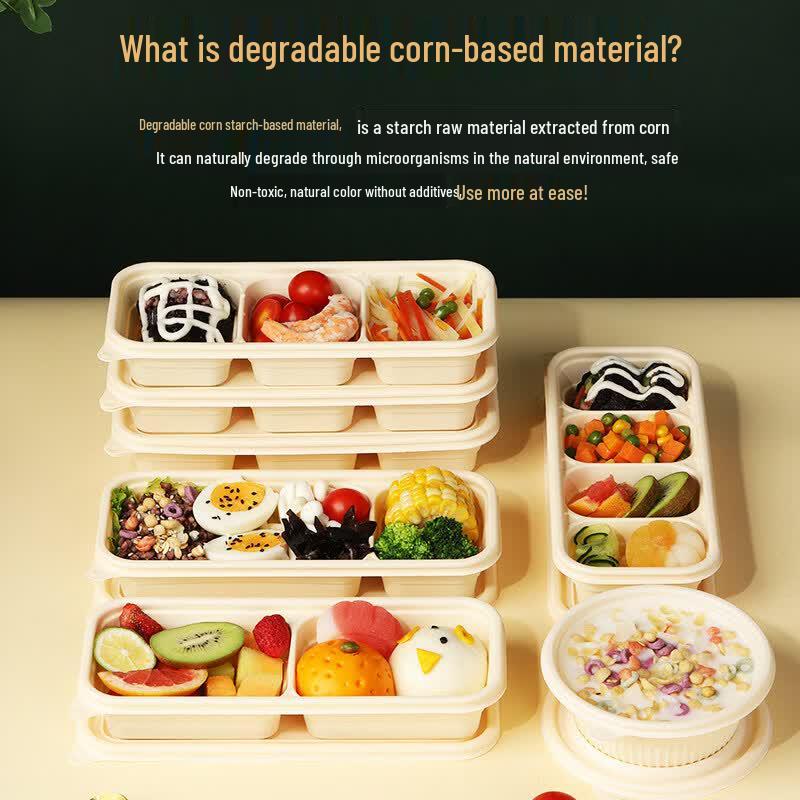 Allies Eco-Friendly Corn Starch 3-Compartment Takeaway Containers