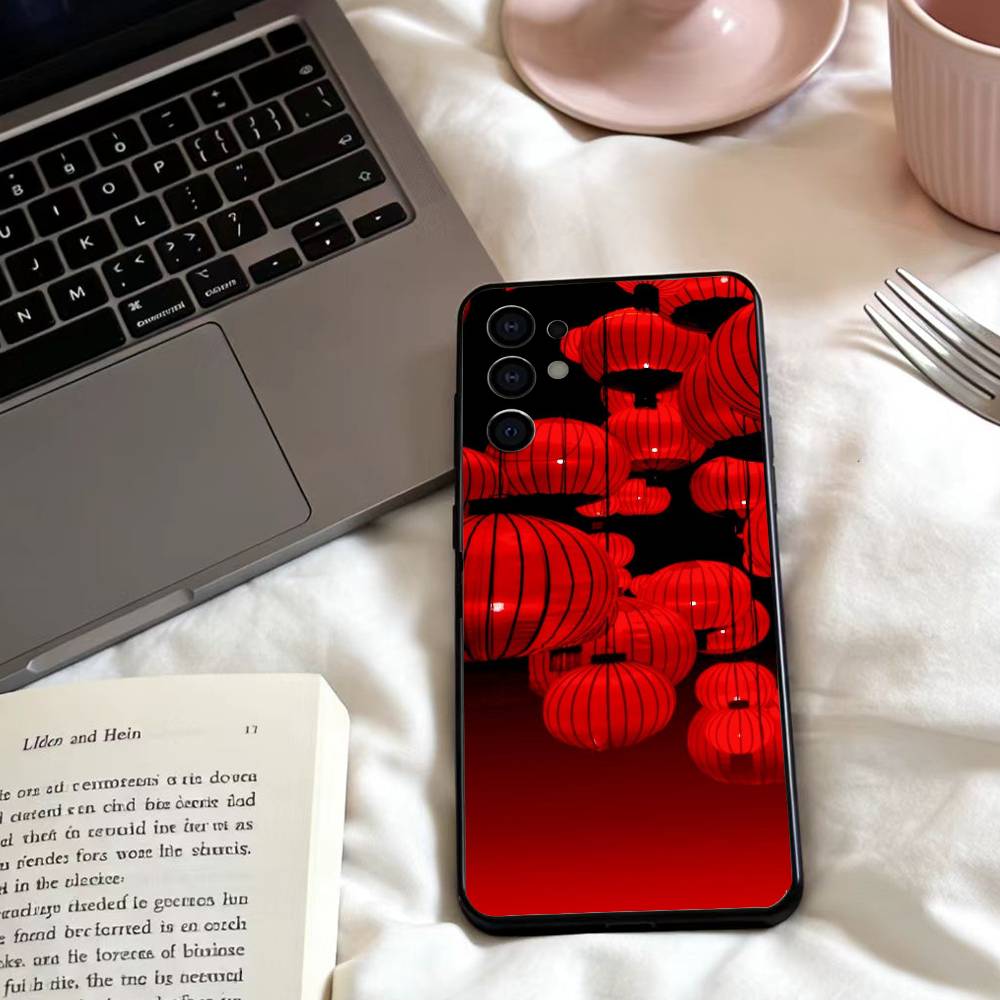 Chinese red lantern  Phone Case For Samsung S25,24,23,22,30,21,10,9,Ultra,Plus,Lite,FE,4,5 G Soft Black Case Samsung S25Plus