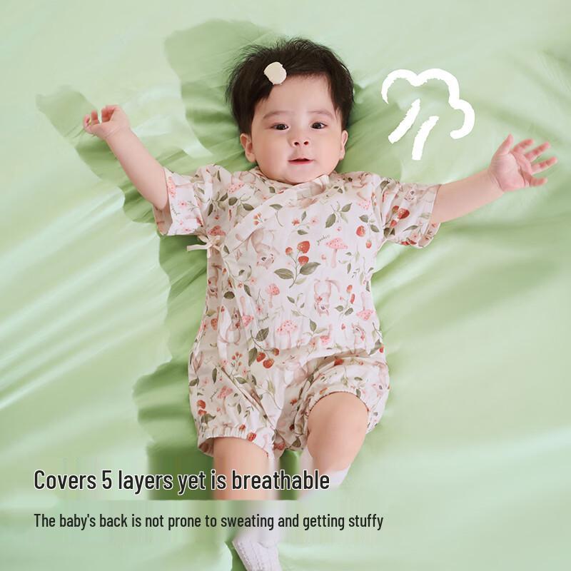 YEEHOO Baby Summer Breathable Short-Sleeve Romper