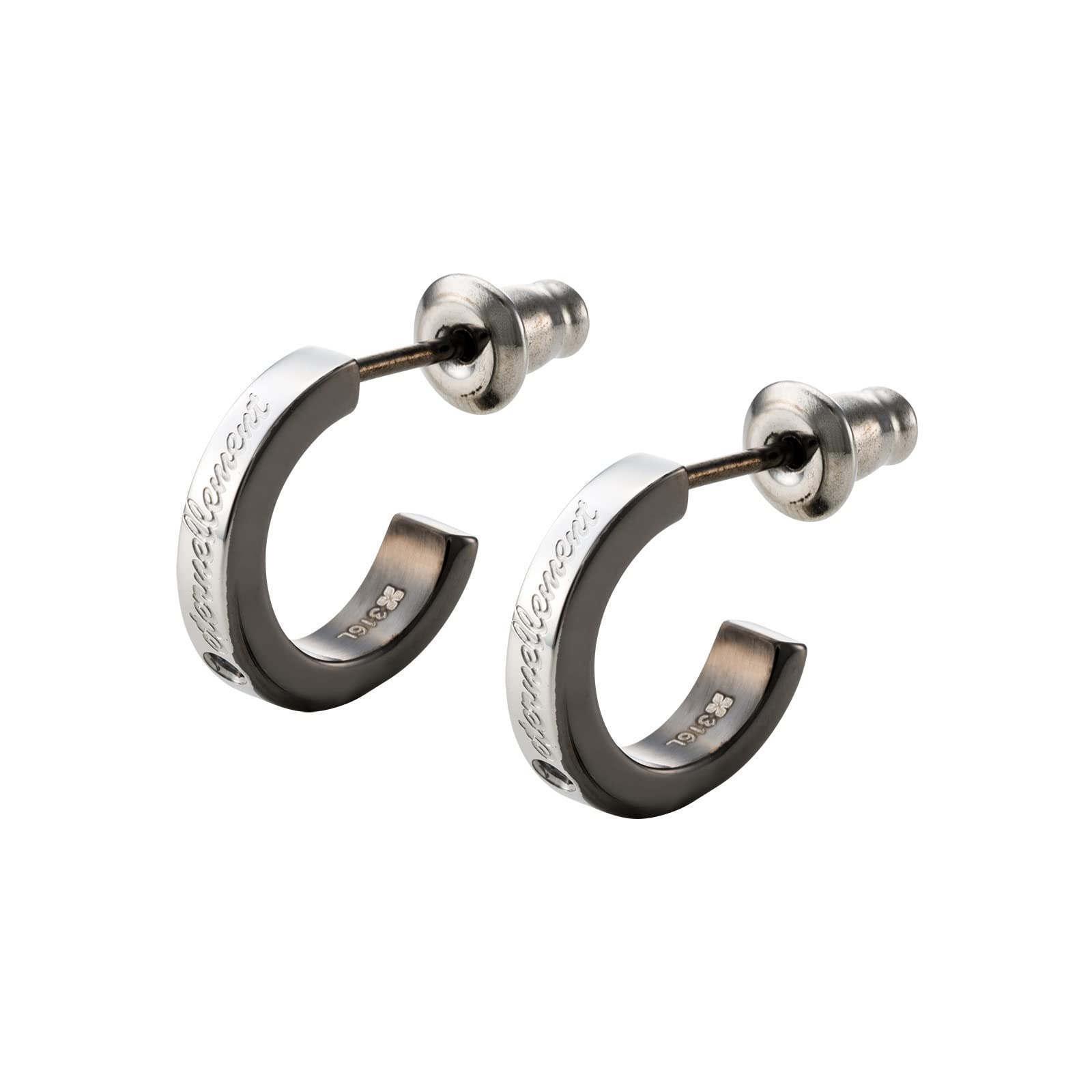 

Earrings Surgical Stainless Steel Blue Diamond Half Hoop Cross Message Black Black Set of 2 [White Clover] & 4SPE006BK&4SPE006BK чорний