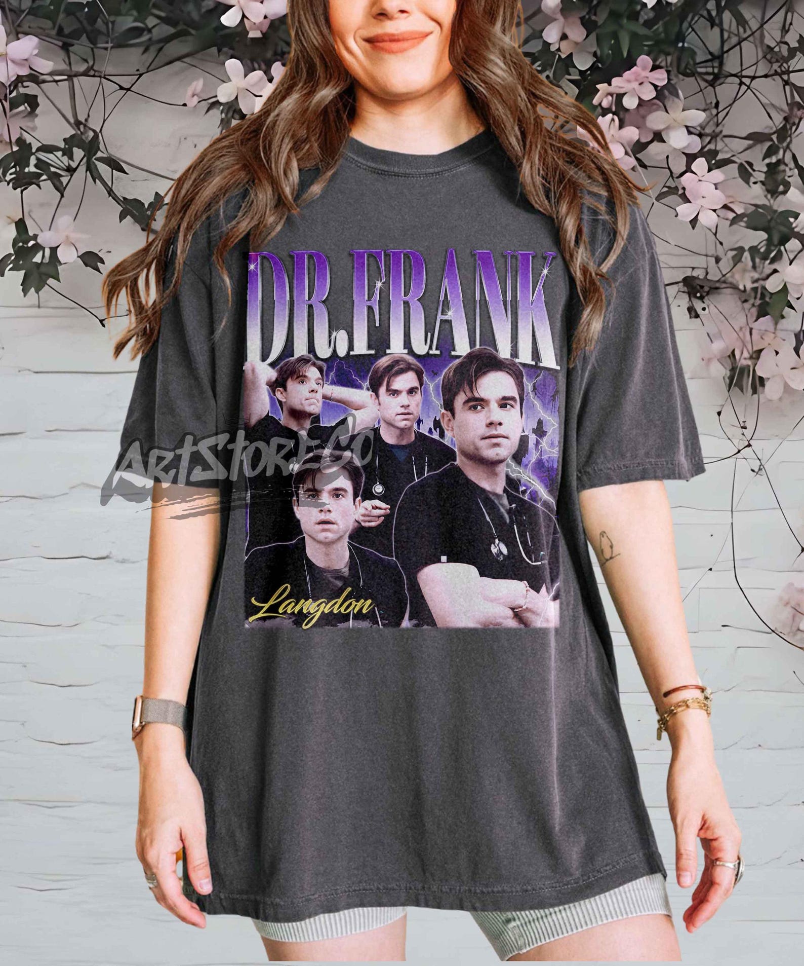 Dr. Frank Langdon Retro Graphic Tee, Unisex Heavy Cotton Apparel M