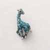 Pinkdudu Vintage Giraffe Brooch Distressed Finish with Blue Rhinestones Whimsical PD1853