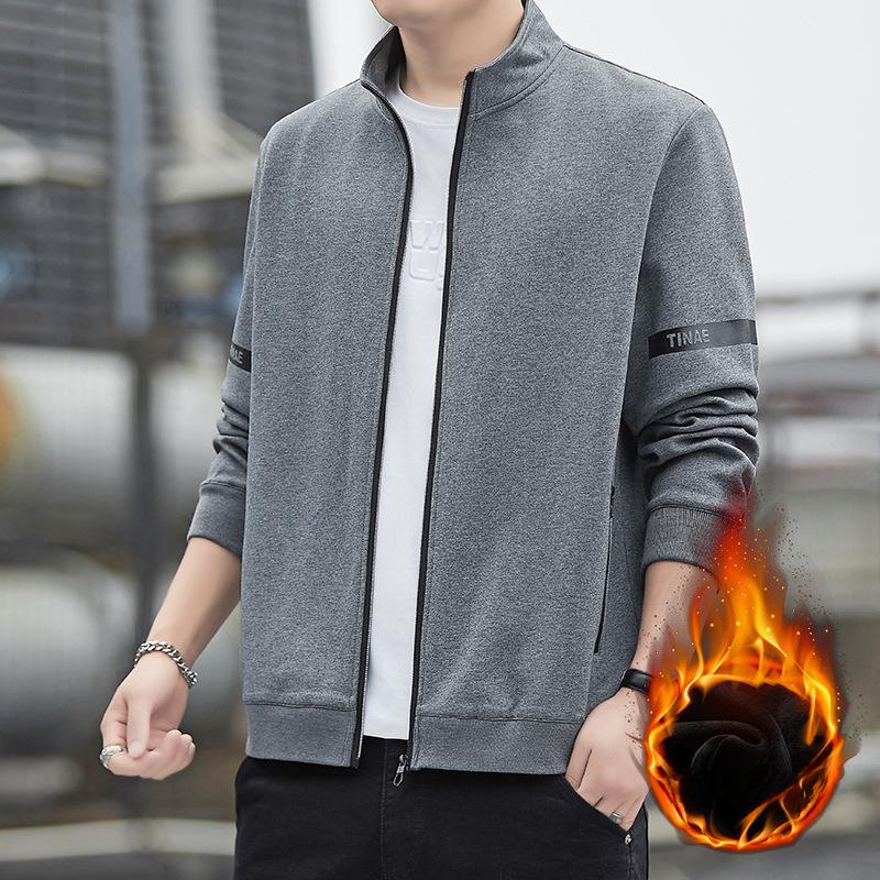 Youth Fleece Sweater Men's Stand-up Collar Zipper Cardigan Autumn Sports Jacket