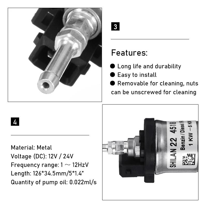 12V/24V Car Heater Oil Pump Detachable Universal Electric Oil Fuel Pump Suitable For Diesel Air Parking Heater Accessories