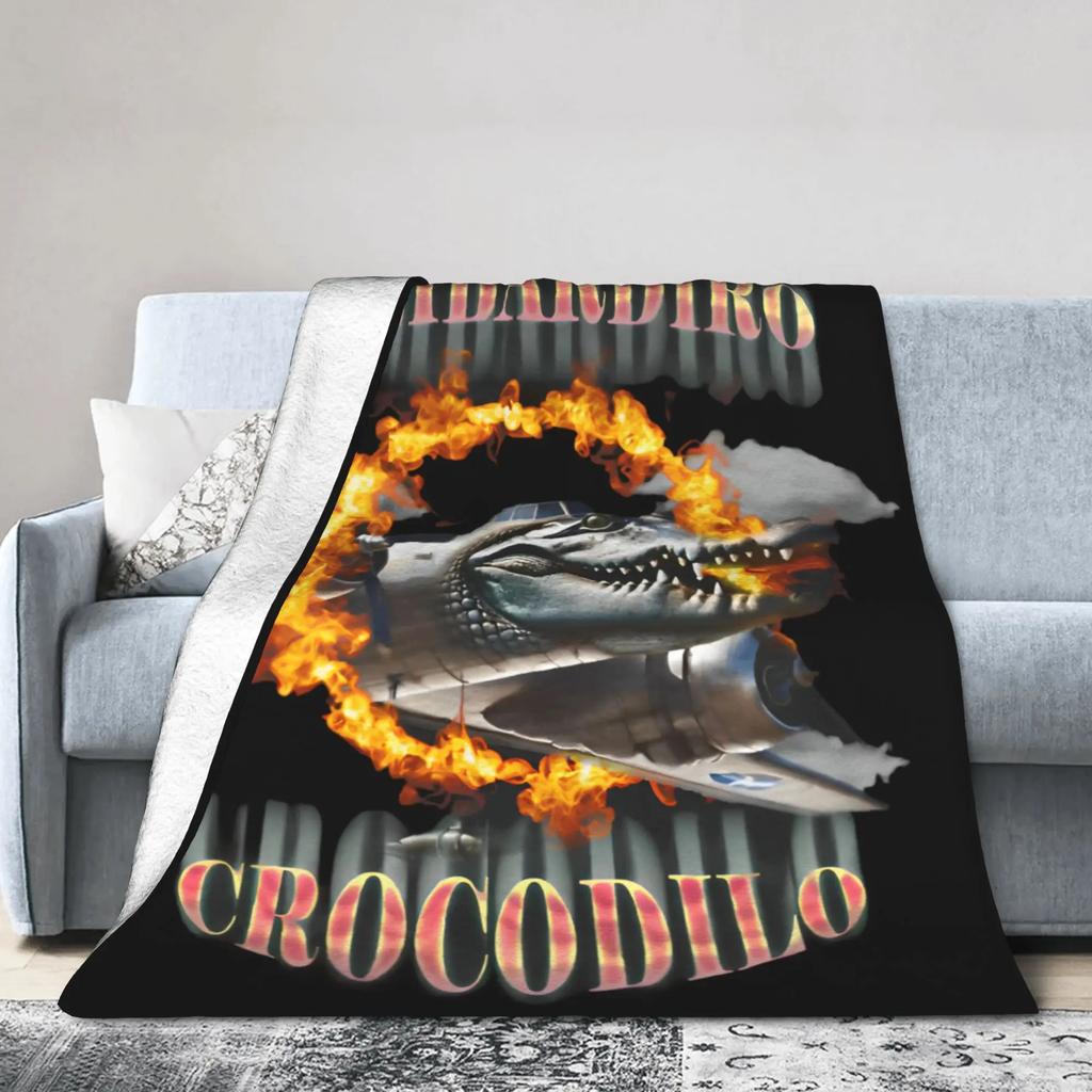 Bombardiro Crocodilo Anime Flannel Blanket Italian Meme Brainrot Custom Throw Blankets for Home 125*100cm Plush Thin Quilt
