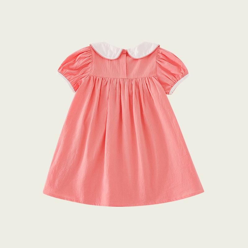 Mermaid Embroidered Doll Collar Short Sleeve Girls' Dress - Summer 2026