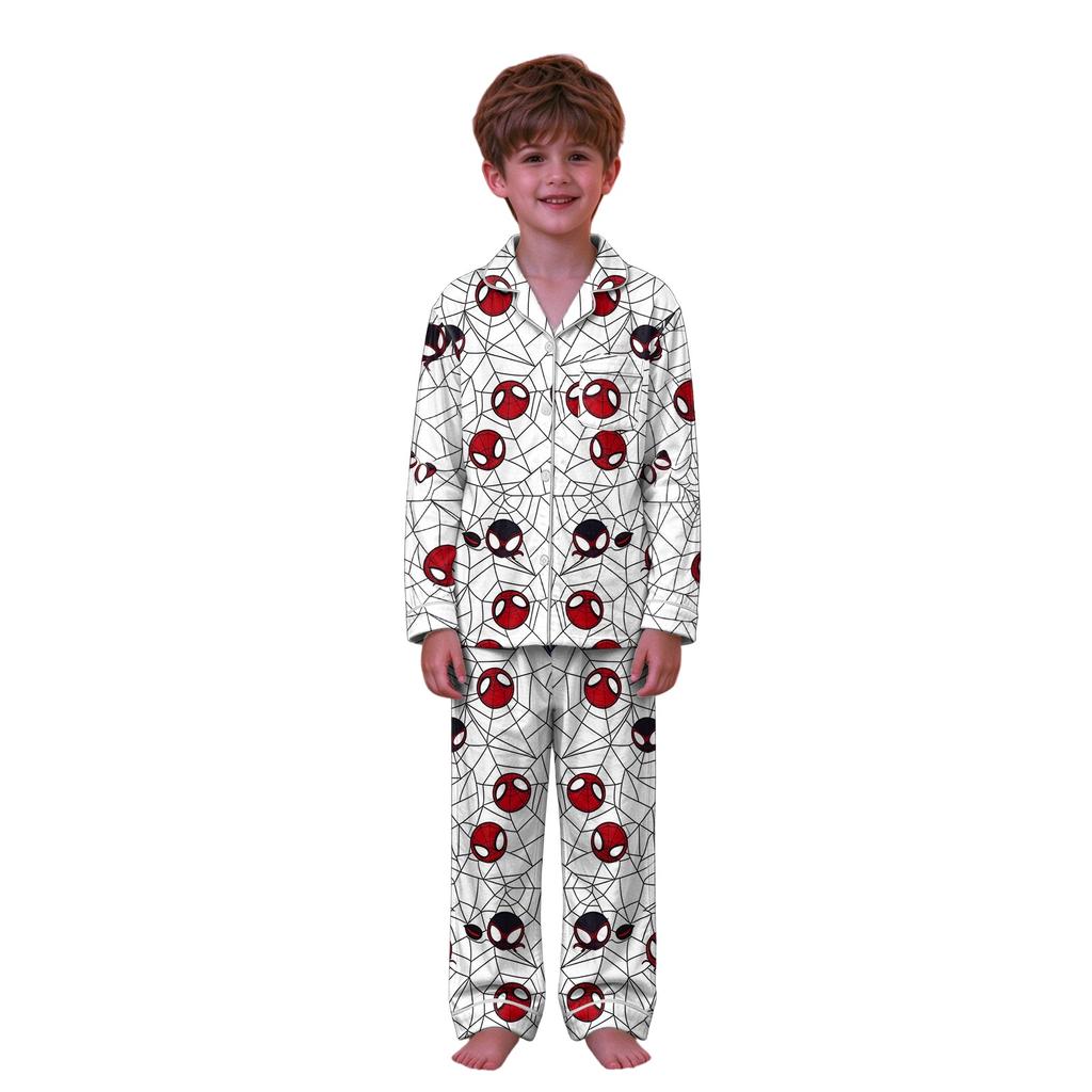 Christmas Parent-Child Matching Outfit with Stand Collar, Button Front and Festive Print