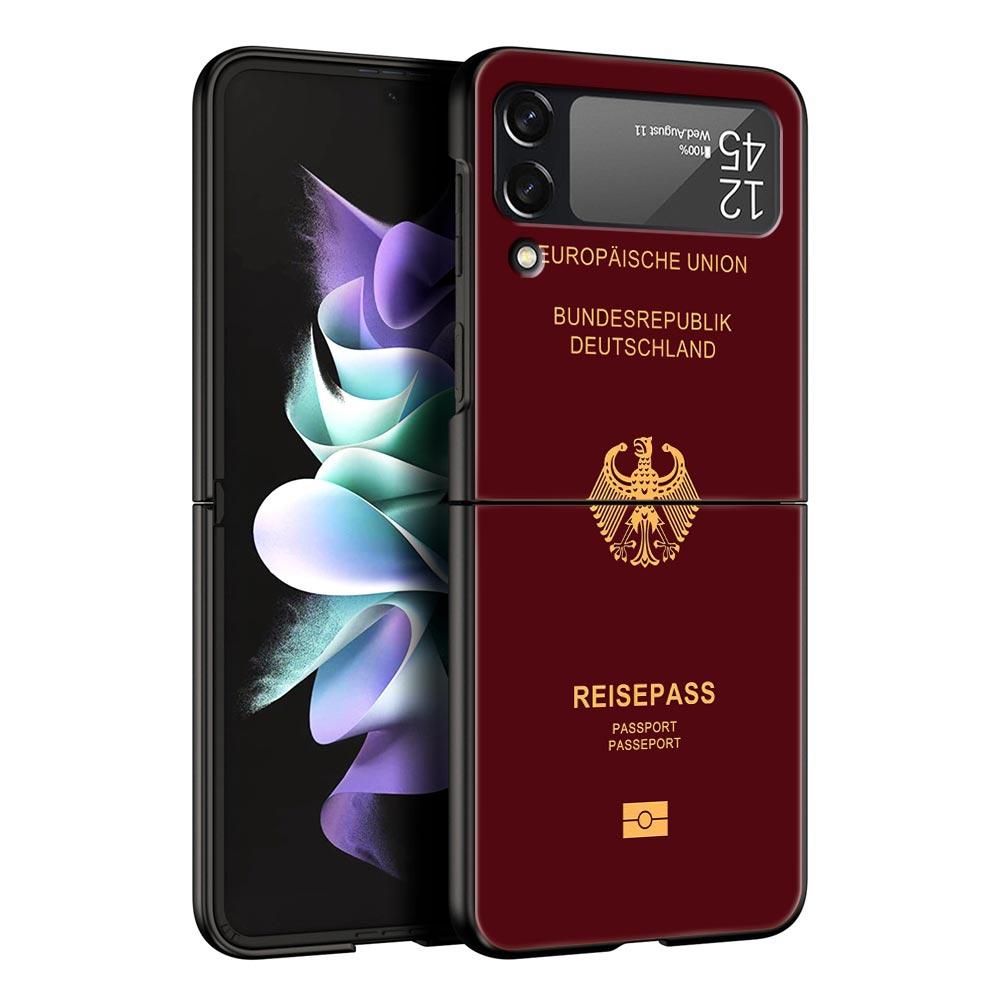 

For Samsung Galaxy Z Flip 3 4 5 Hard Black Folding PC Phone Case Algeria Russia Passport Luxury For Samsung Z Flip3 Back Cover Galaxy Z Flip 5