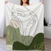 Outline In Green Throw Blanket Cozy Light Blanket for Travel Camping Picnic