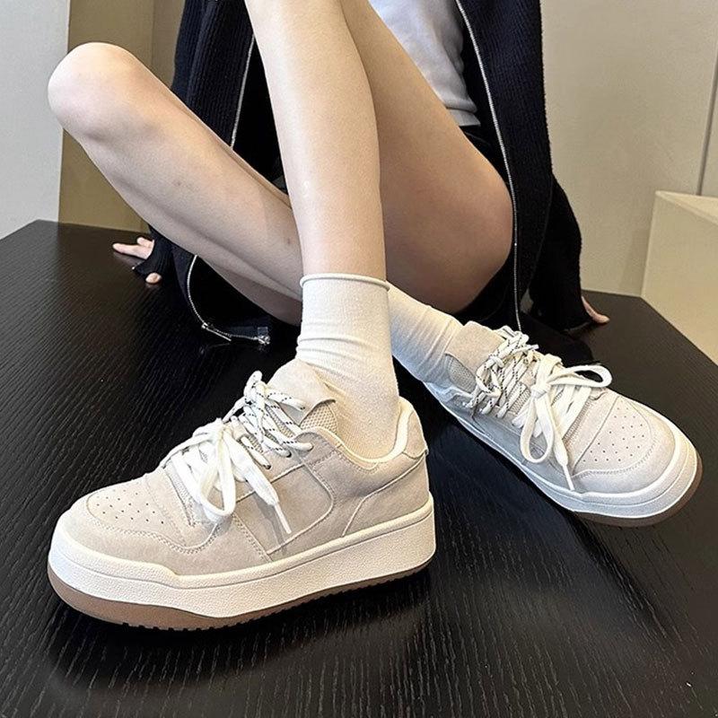 Platform shoes women's spring 2025 new height-increasing retro dexun white shoes are versatile fashionable casual sports shoes