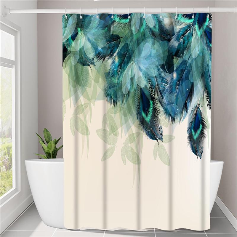 3D Printed Polyester Fabric Waterproof Shower Curtain Bathroom Shower Partition Universal Curtain