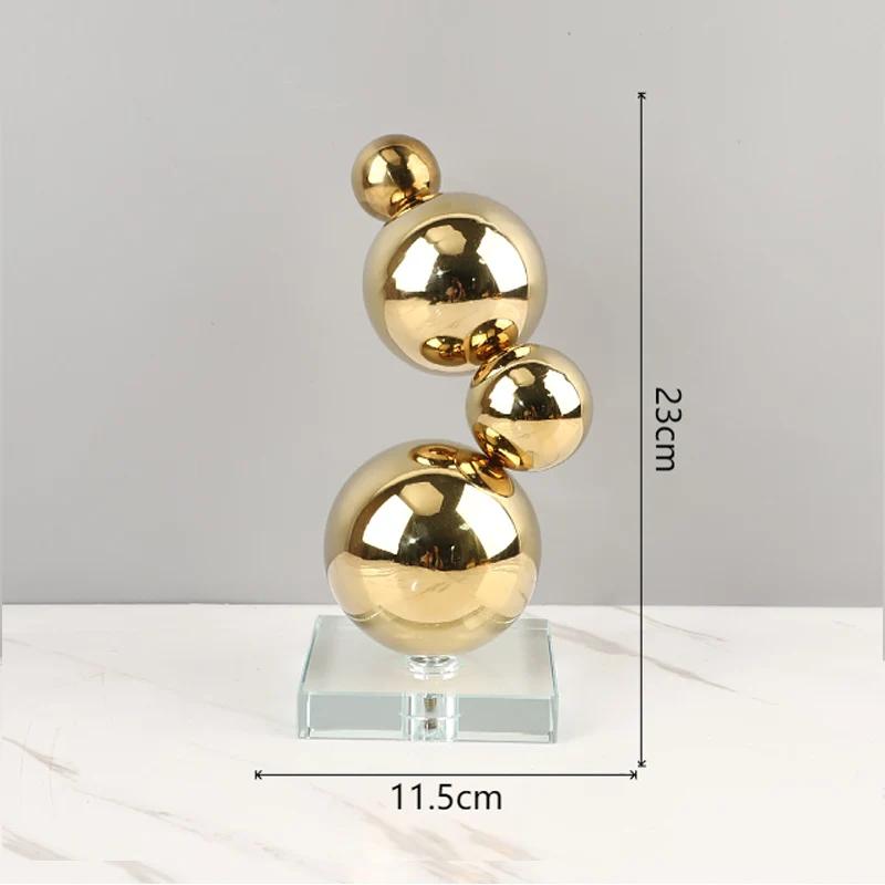 

Metal Decor Figurines Metal Spheres Stack Art Pieces Gold Ball Metal Handicraft Geometric Sculpture Home Decoration Accessories