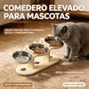 Comedero elevado para mascotas con doble cuenco de madera para gatos y perros soporte protector cuello
