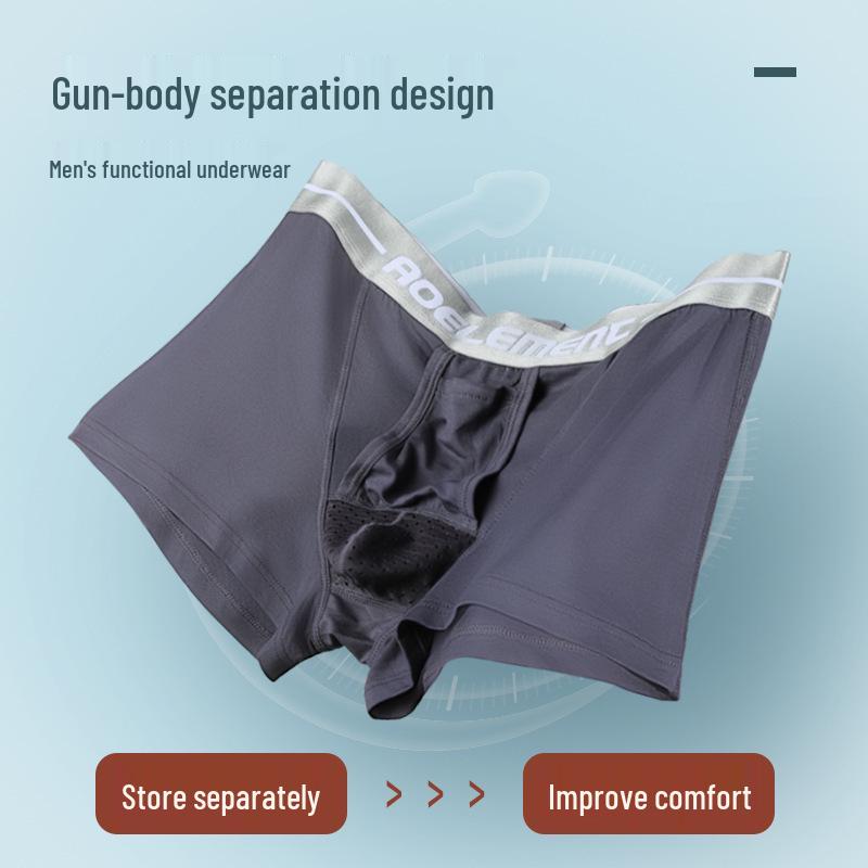 Boxeri bărbați din plasă de mătase de gheață cu suport pentru scrot și separare în formă de U