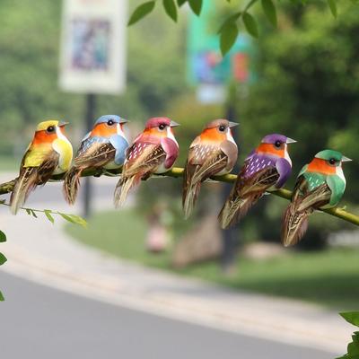 6PCS Mixed Color Artificial Birds DIY Accessories Artificial Bird Model  Landscape Making