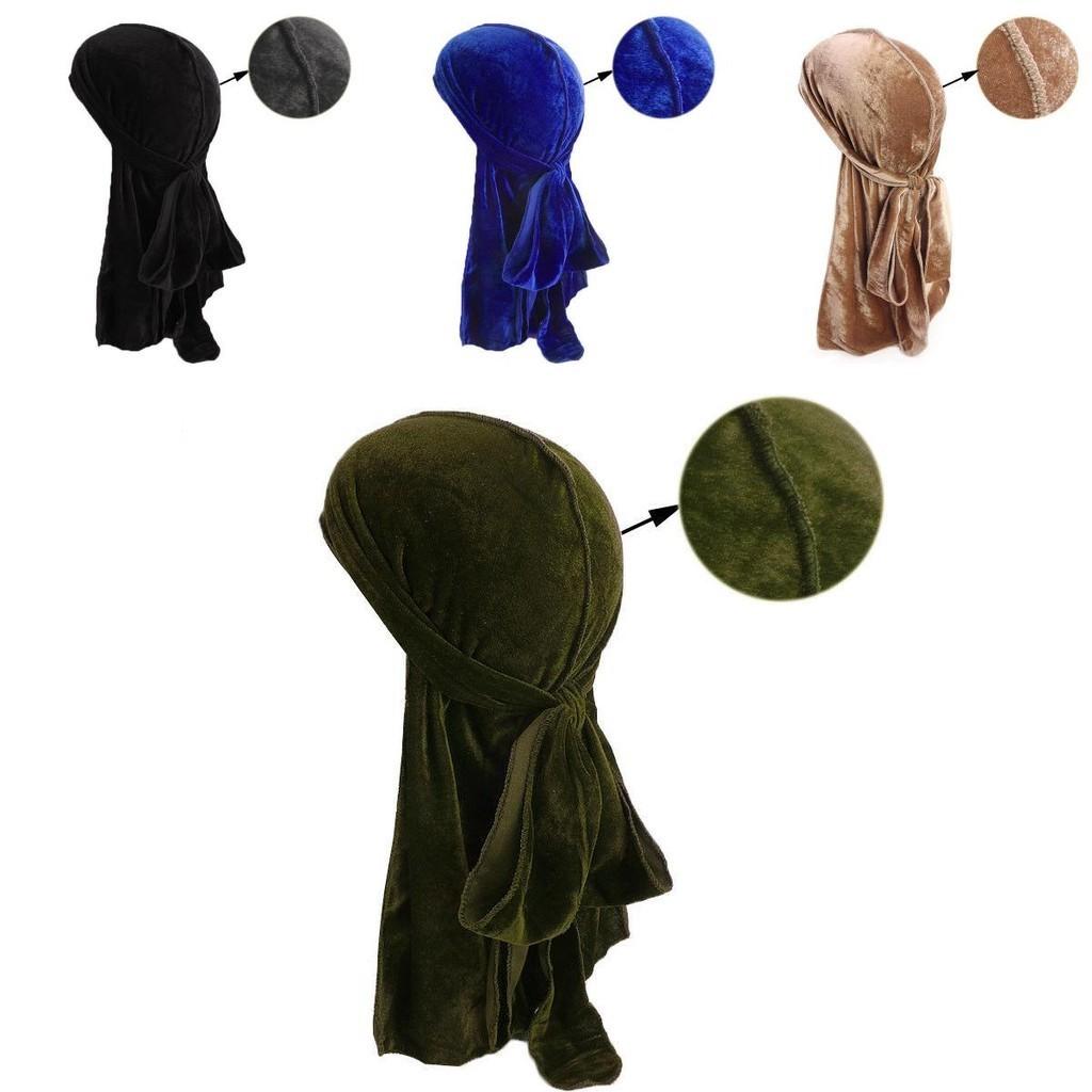 Klasická a univerzální sametová Doo Durag pokrývka hlavy pro muže a ženy