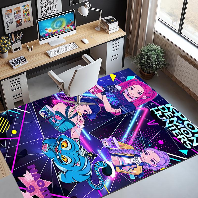 KPop Dämonenjäger Muster Teppich, Innen-/Außenmatte, für Picknick, Spielzimmer, Schlafzimmer, Büro, Wohnzimmer, Heimdeko Teppich, Geburtstagsgeschenk
