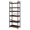 Industrial Bookshelf, 6-Tier, Vintage Ladder Shelf Bookshelves and Bookcases, with Metal Frame, Book Organizer with Open Shelves, for Living Room,