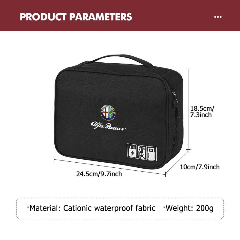 Pegatinas para Coche Para Alfa Romeo Bolsa de Almacenamiento Digital Cable de Datos USB Bolsa Organizadora de Herramientas Para Alfa Romeo 159 Giulietta 156 147 Giulia Mi