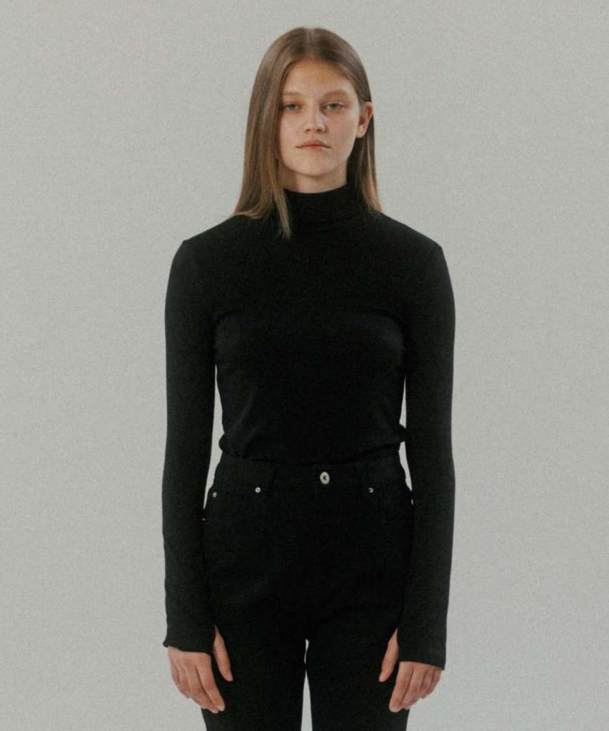 TTUDEMENT Basic Roll-Neck Pullover Black