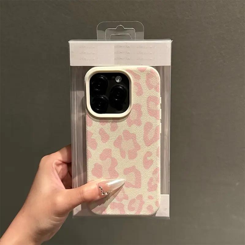 Per iPhone 17 16 15 14 13 12 11 Pro Max Custodia Air Stampa Leopardo Rosa Modello Litchi Cover in Silicone Per iPhone XS X XR 16 Plus 16E