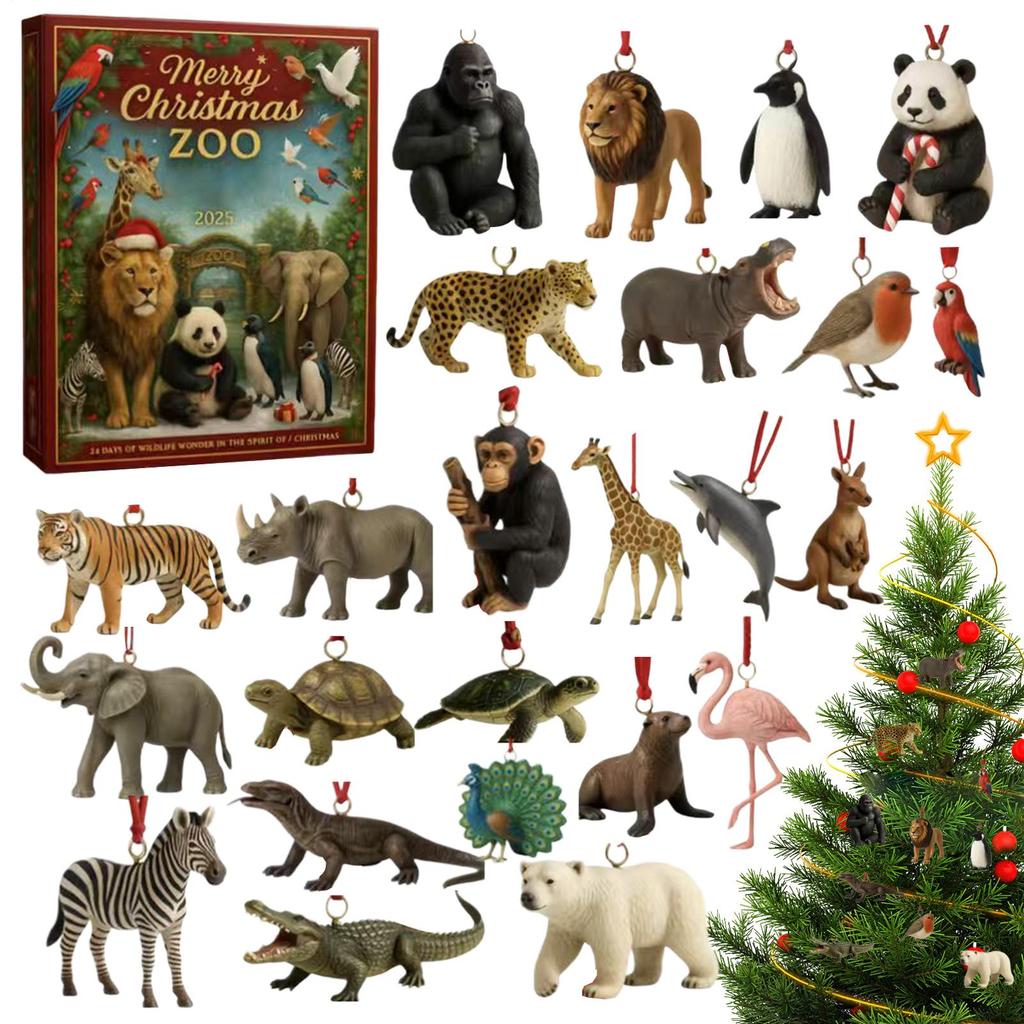 Calendario del Conto alla Rovescia 24 Giorni Countdown Festività di Natale Pendente Animale Acrilico Piatto 2D per Bambini Adolescenti Calendario dell'Avvento 2025