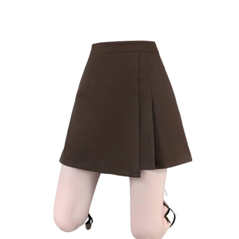 Autumn-Winter Plaid Pleated Half-Body Plus Size Wool Skirt: High-Waist, Belly-Covering for a Slim Look.