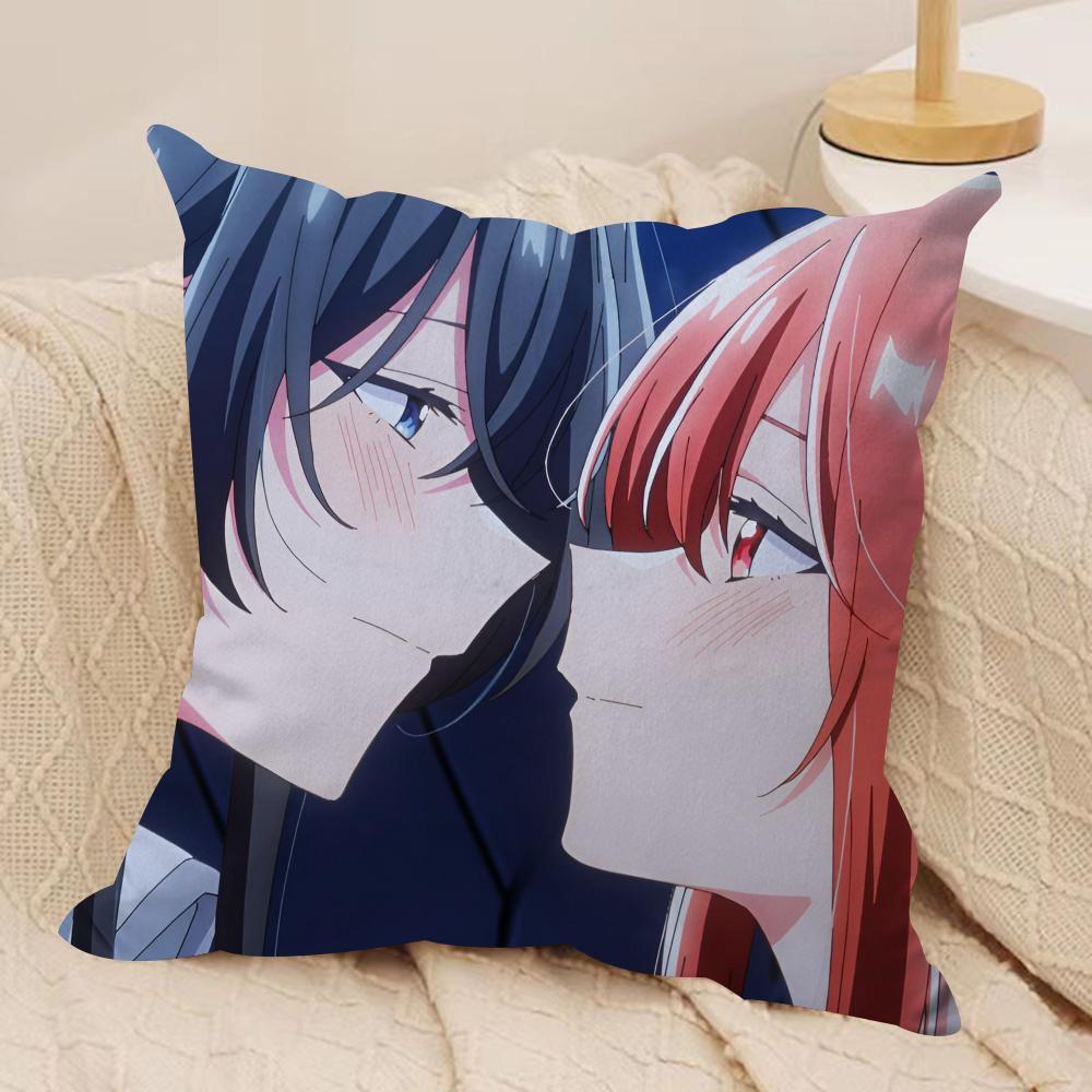 Hikikomari Kyuuketsuki no Monmon Cushion Cover Soft Plush Fabric Double-Sided Printed Sofa Cushion Cover for All Seasons Decor