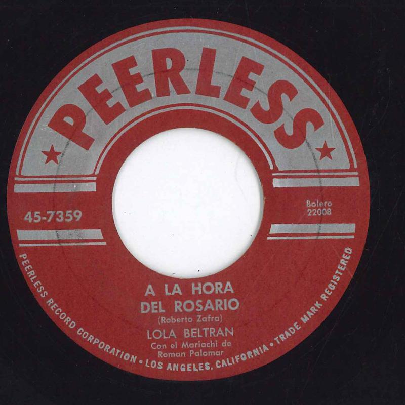 

7inch Record LOLA BELTRAN - A La Hora Del Rosario 457359 PEERLESS US Latin Used