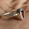 Tiny Coffin Ring, Garnet Ring, 925 Solid Sterling Silver, Handmade Jewelry, Red Gemstone, Women Ring, Gift for Her
