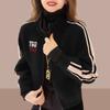 Giacca corta alla moda con collo alto per donna, abbigliamento casual primaverile/autunnale