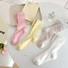 Female Summer Thin Pure Color Hollow Mesh Breathable In The Tube Pile Pile Cotton Socks