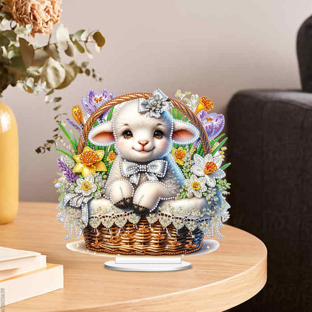Easter Desktop Diamond Art Kits Rabbit Lamb Chick Egg Special Shape Diamond Painting Desktop Decorations Acrylic for Home Decor