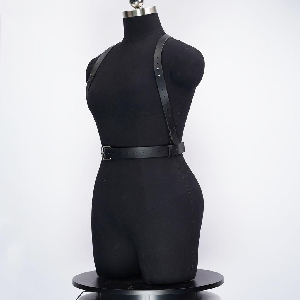 Stylish Women's PU Leather Body Harness Belt Adjustable Punk Gothic Waistband for Fashion Outfits