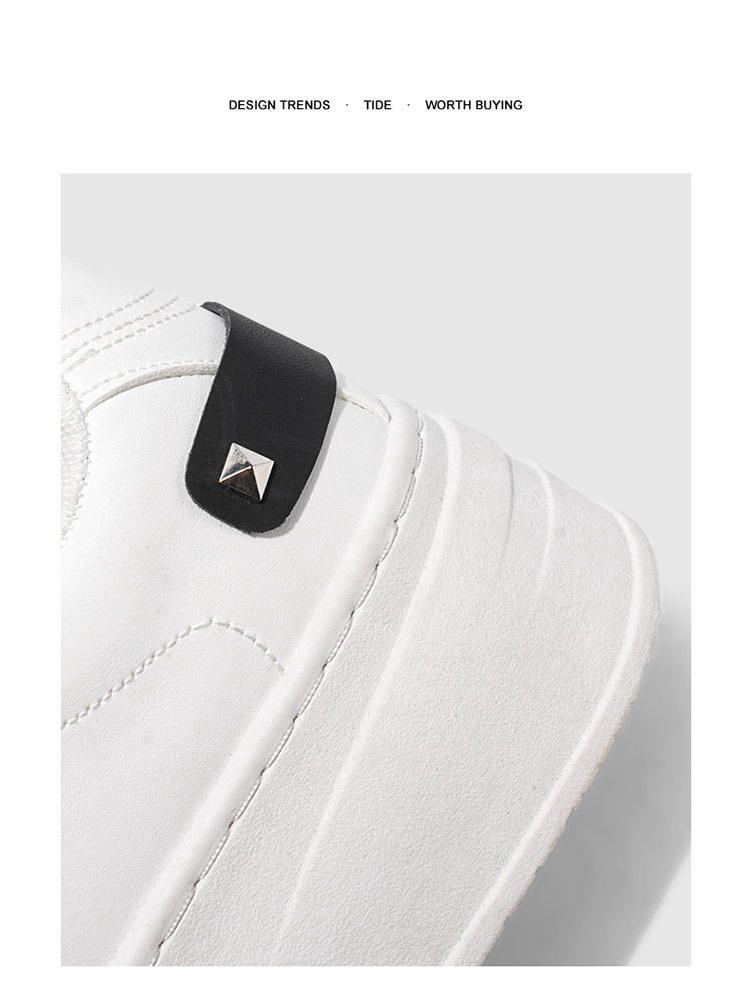 Męskie Wiosenne Oddychające Białe Sneakersy, Casualowe Buty Skate na Grubej Podeszwie Podwyższające Wzrost