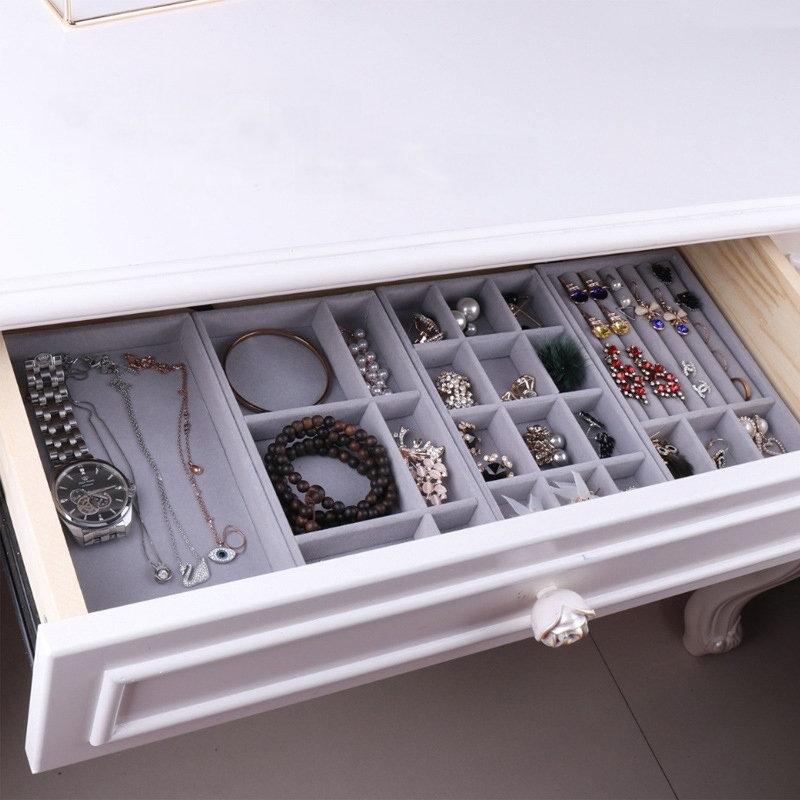 Jewelry Organizer Tray Stackable Velvet Jewelry Trays Drawer Inserts Earring Organizer Case For Women Jewelry Storage Display
