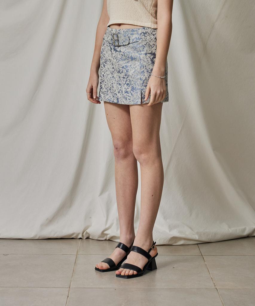 Itove Seoul Low-Rise Jacquard Slit Skirt