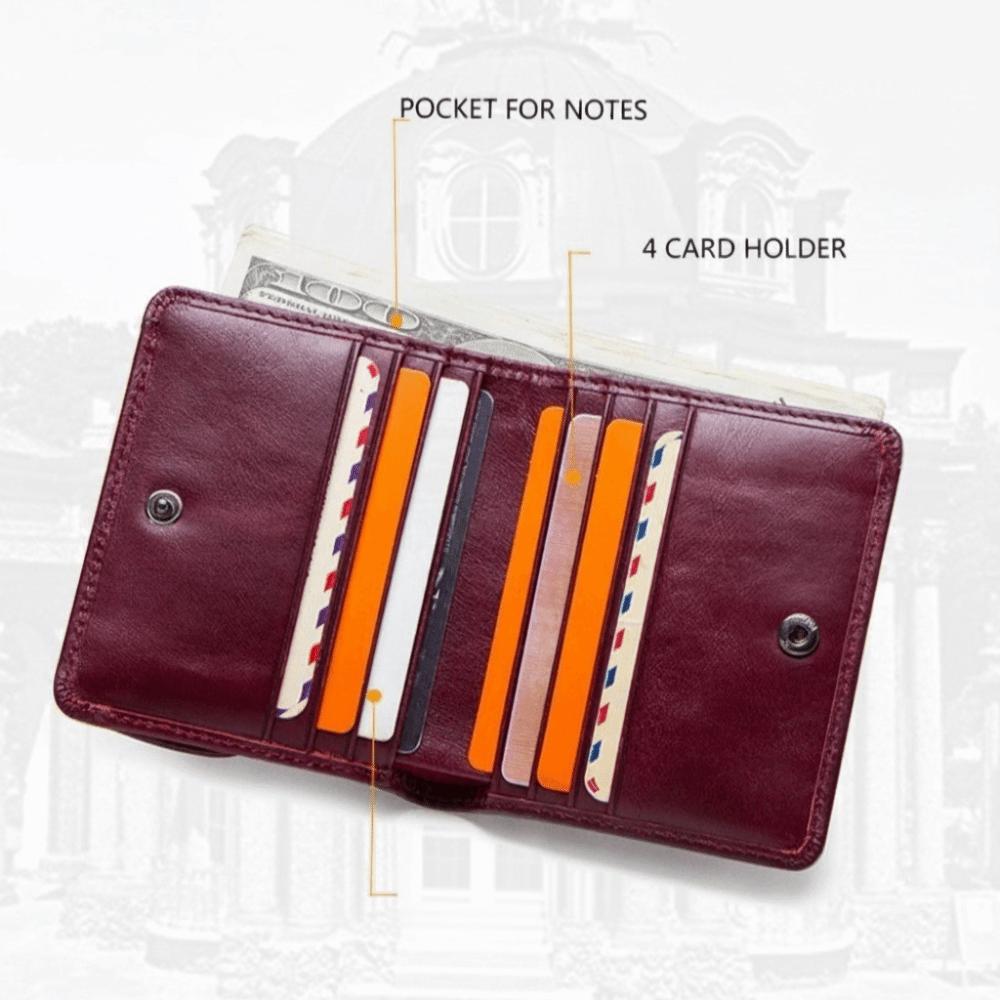 Portefeuille Rétro en Cuir Véritable Ultra Mince Pliant Porte-Cartes Bancaires Crédit RFID Pochette Portable Grande Capacité Portefeuille en Cuir de Vache Cadeau