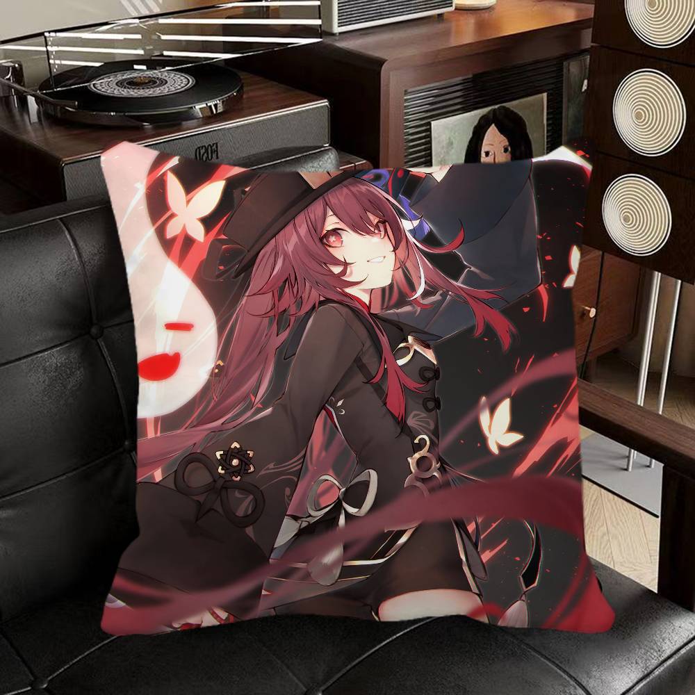 Hu Tao Genshin Impact Game Pillow Case Square Pillow Bedroom Sofa Leisure Comfort Cushion Car Home Decoration