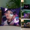 V-Valorant Clove Game Pillow Case Anti-Dustmite Pillowcase Invisible Zipper Silky Short Plush Sofa Cushion Cover