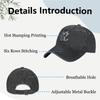 Women's Cute Cat and Butterfly Hat Adjustable Vintage Distressed Washed Baseball Cap for Men Women Black