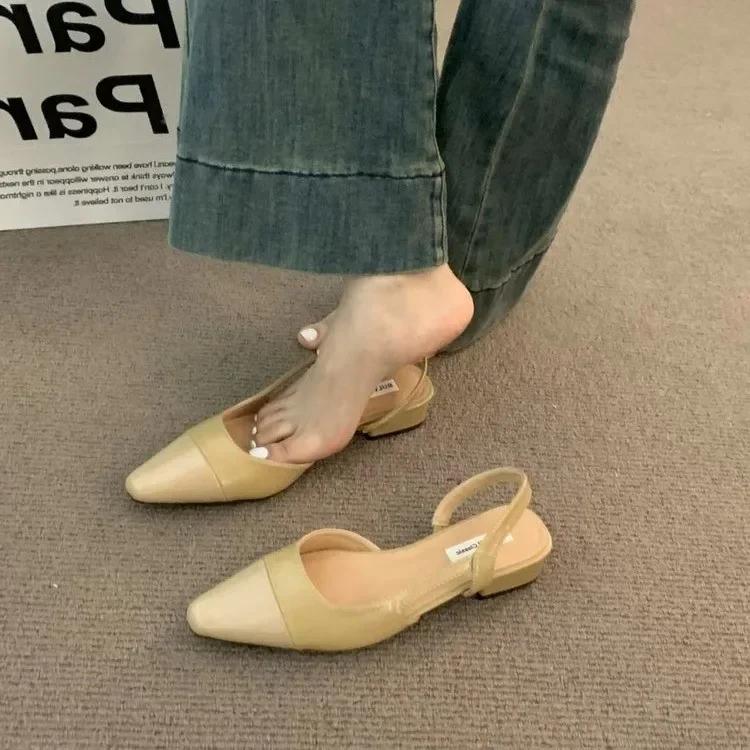 Low Heel Toe Sandals for Women's New Summer French Pointed Low Order Shoes, Fashionable and Gentle Style Sandals