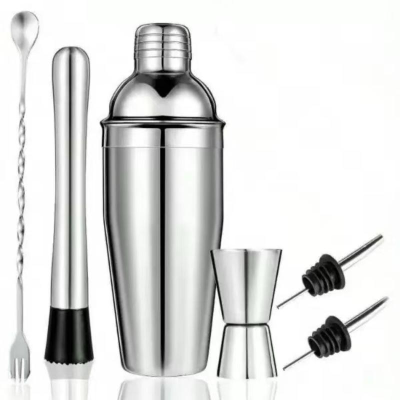 1/6Pcs Dishwasher Safe Stainless Steel Cocktail Shaker Set Full Bartender Tools for Home Bar Drink Mixing