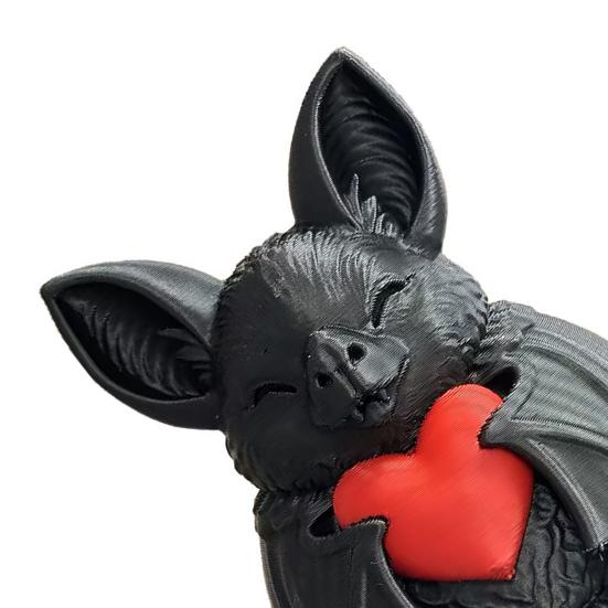 Cute Red Heart Bat 3D Printed Halloween Decoration Novelty Tabletop Sculpture for Spooky Party Haunted House Holiday Decor Fun Gift for Kids & Bat
