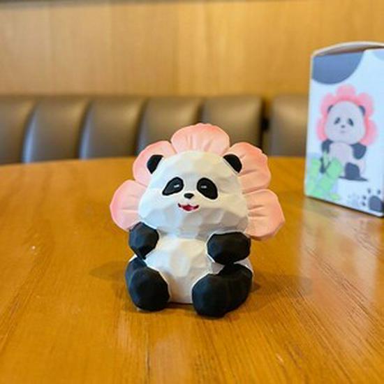 Eight Elegant Panda Car Ornament - Cute Resin Figurine for Desktop Decoration