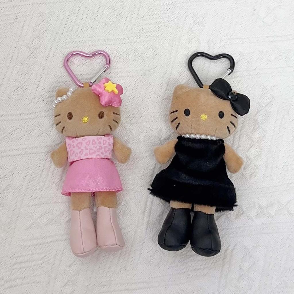 Hello Kitty Leopard Print Black Skin Long Legs Plush Bag Charm Hanging Pendant Keychain Cute Purse Decoration Gift