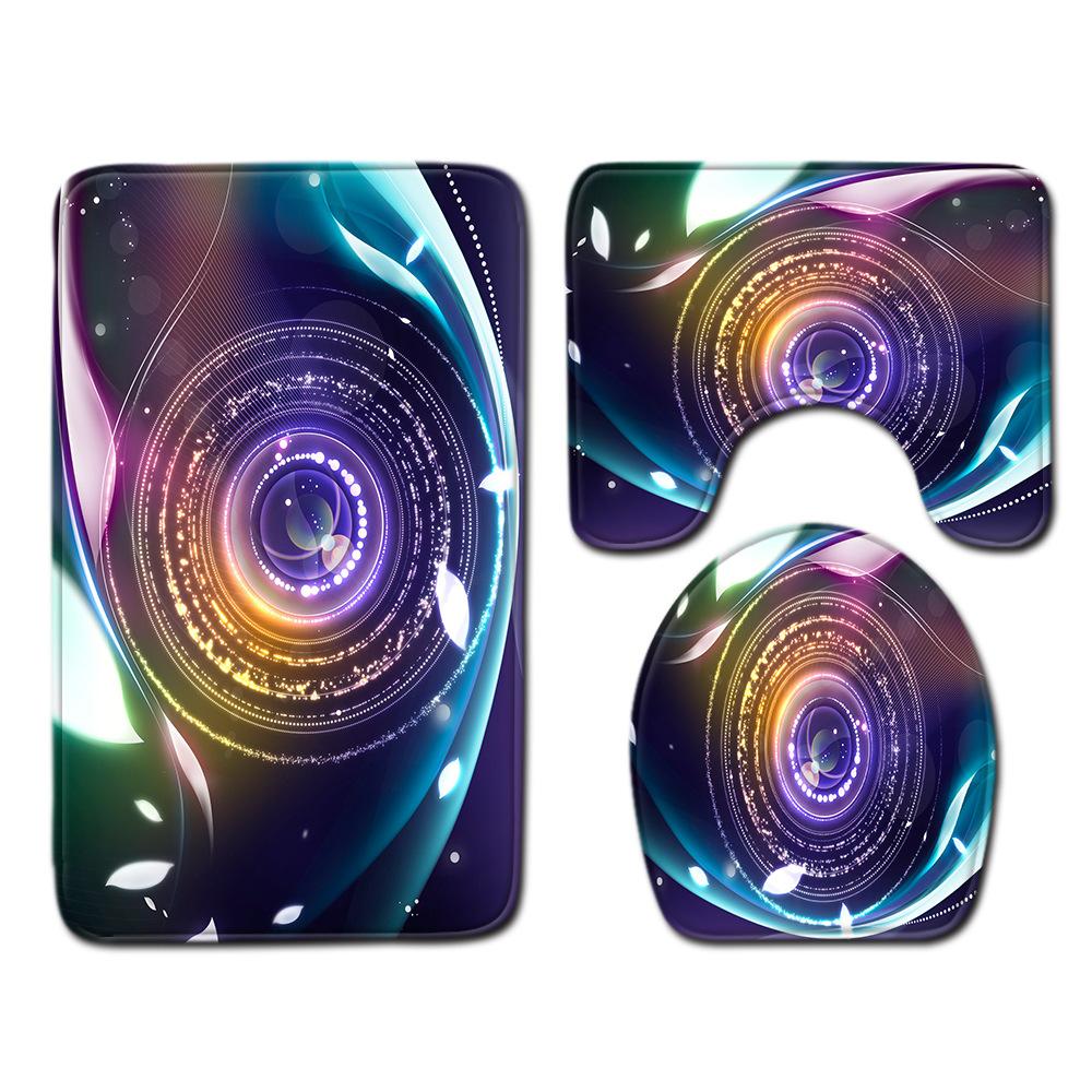 Cool Pattern Bathroom Floor Mat Toilet Three-Piece Set